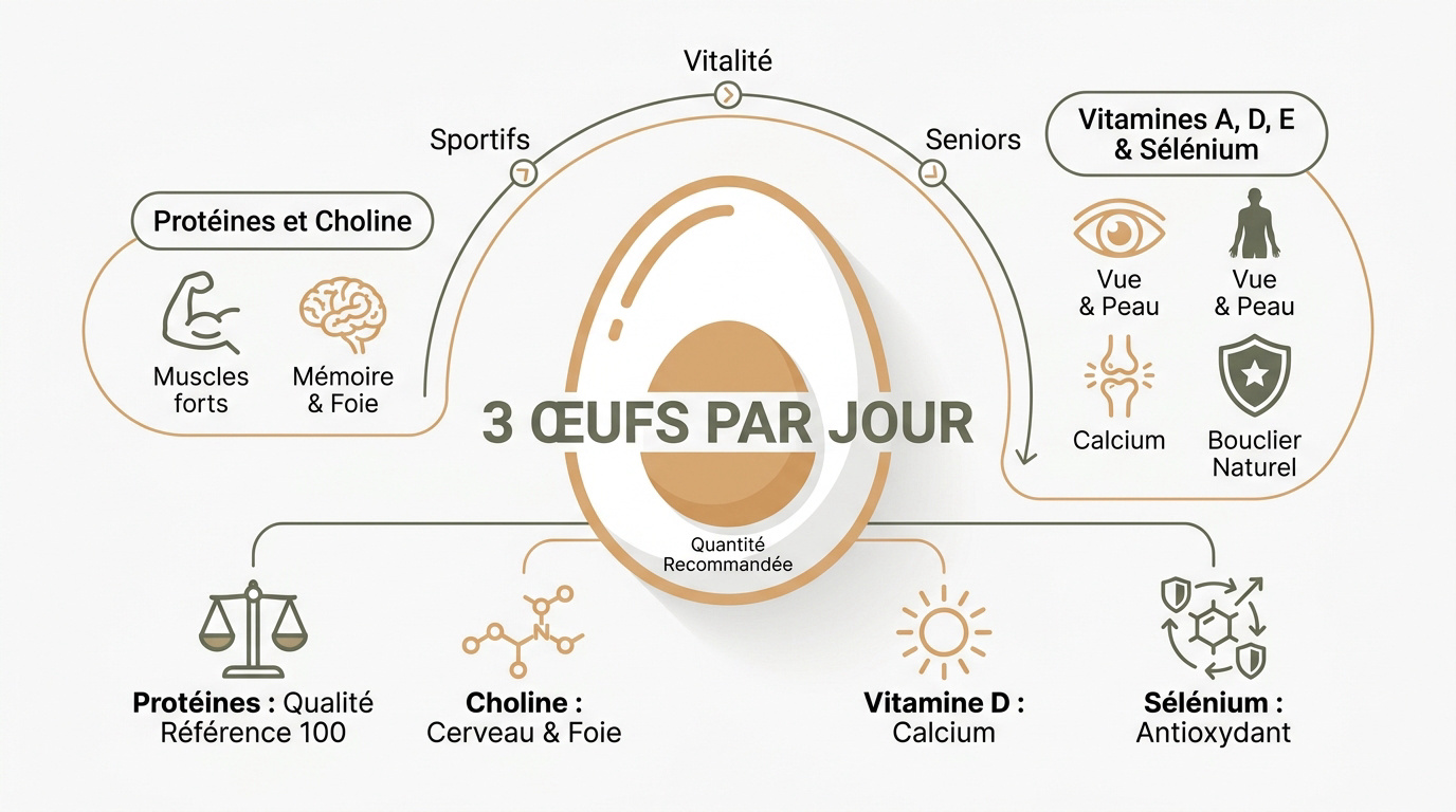 Trois oeufs mollets nutritifs