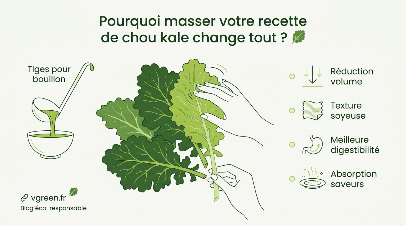 Massage manuel des feuilles de chou kale