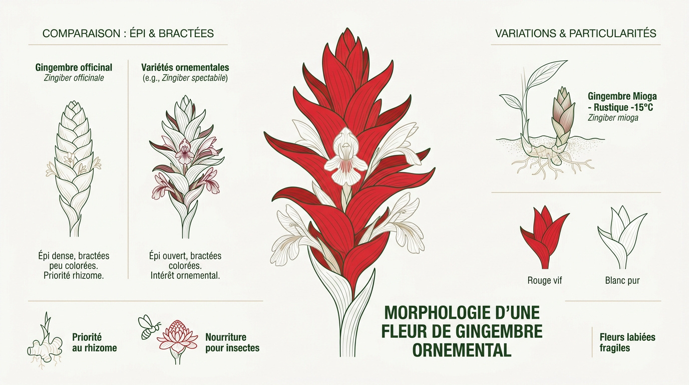 Comparaison morphologique fleurs de gingembre
