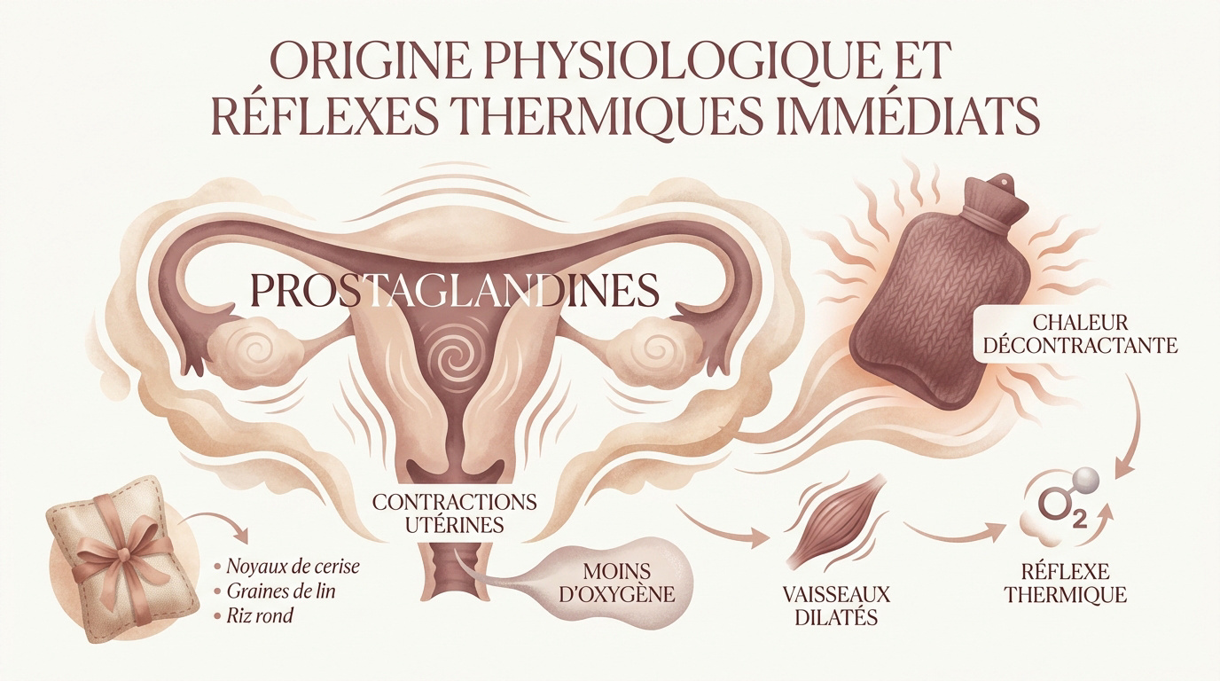 Schéma des contractions utérines et effet thermique