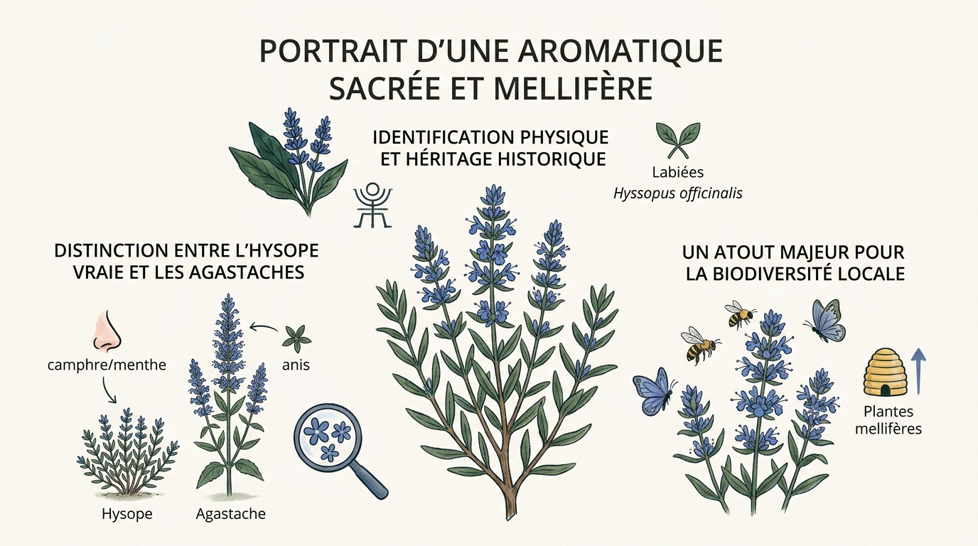 Fleurs bleues de l'hysope officinale attirant les pollinisateurs