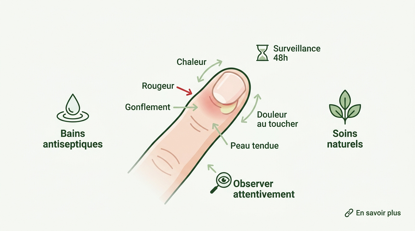Doigt présentant une inflammation de type panaris autour de l'ongle