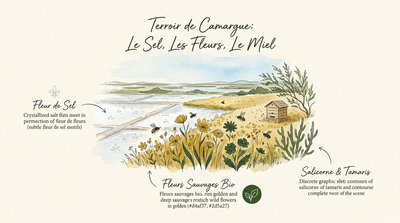 Terroir de Camargue entre sel et fleurs