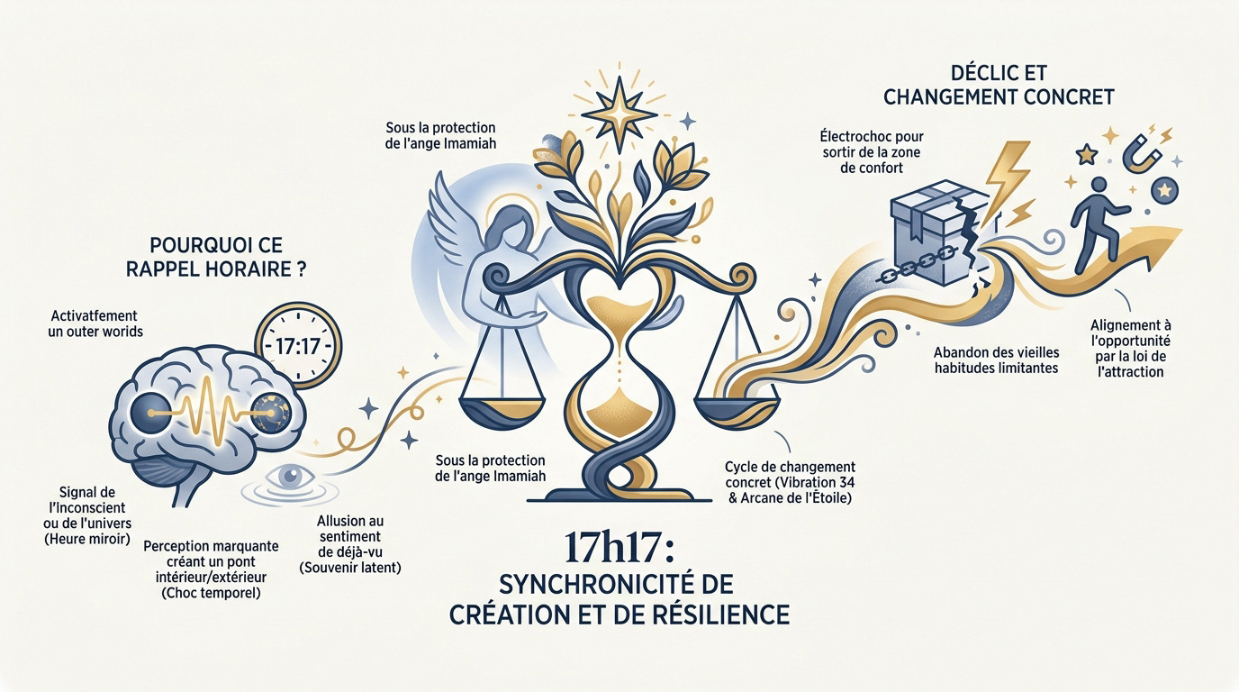 Illustration de la synchronicité et du changement lié à l'heure miroir 17h17