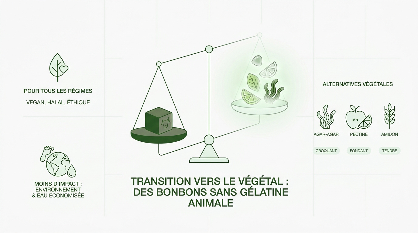 Sélection de bonbons végétaux colorés et naturels