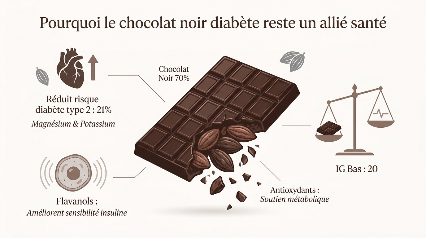 Carrés de chocolat noir intense riches en cacao pour diabétiques