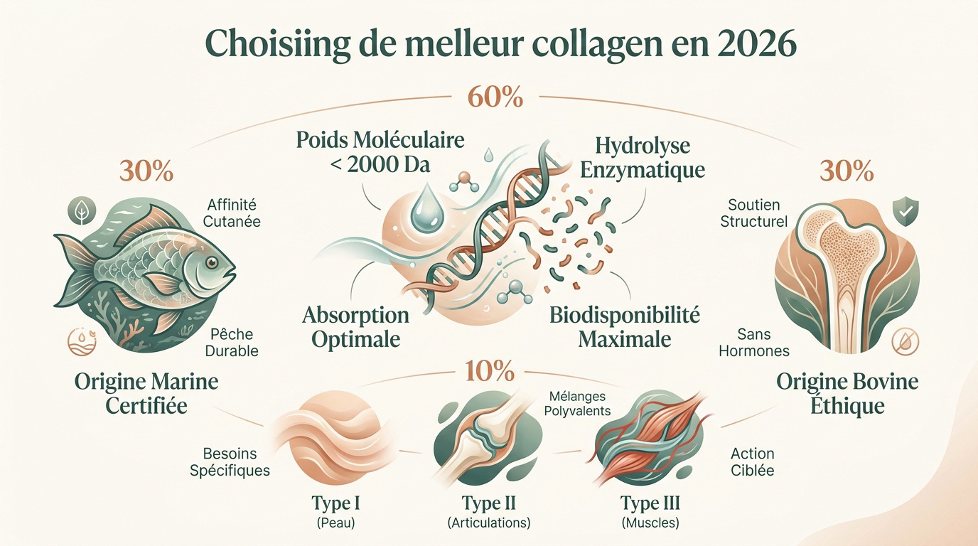 Comparaison visuelle entre les sources de collagène marin et bovin pour la peau et les articulations