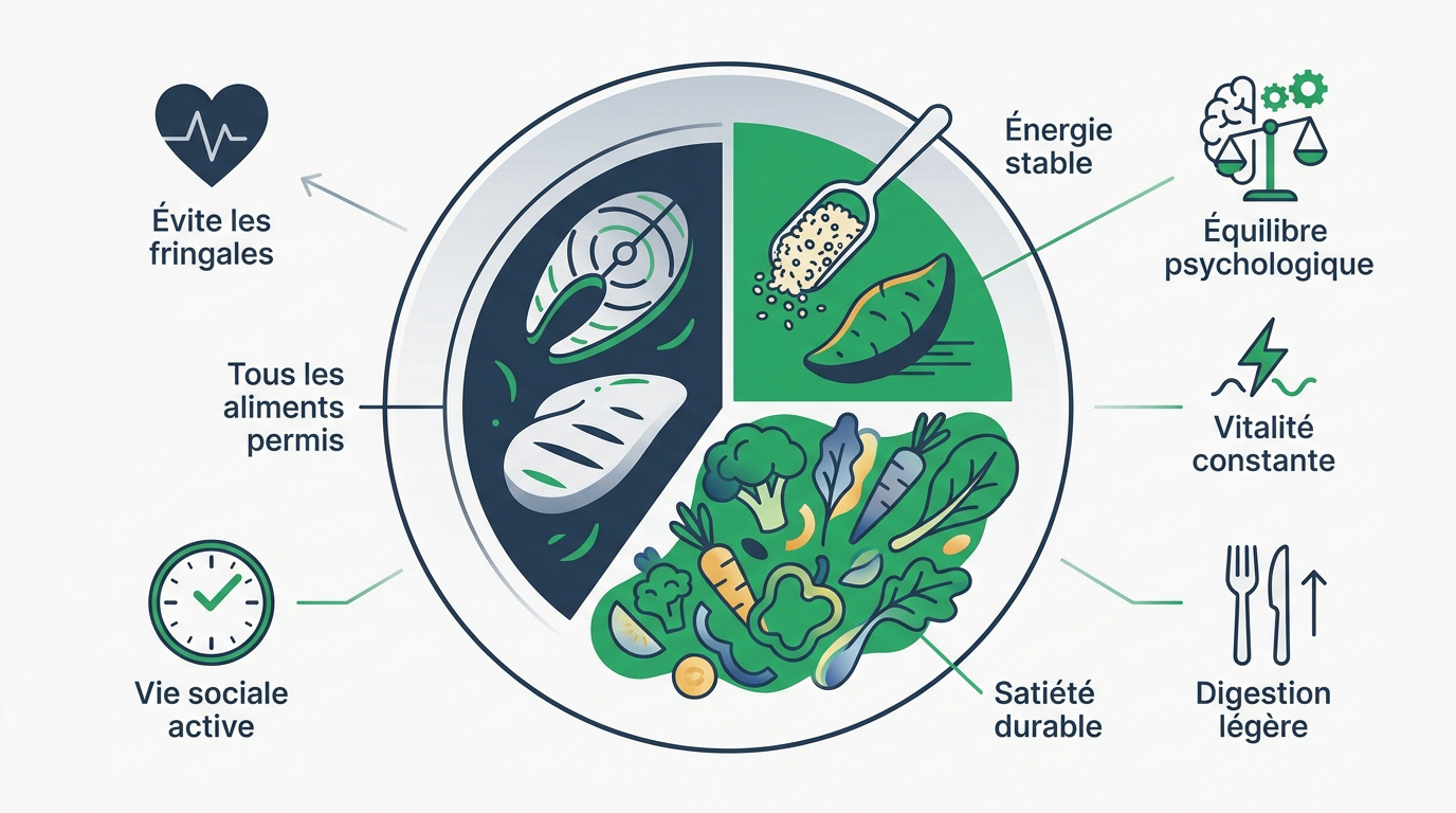 Infographie assiette équilibrée régime Cohen