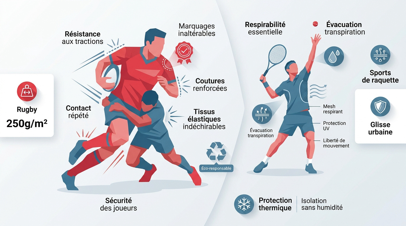 Infographie sur la performance et la durabilité des textiles sportifs