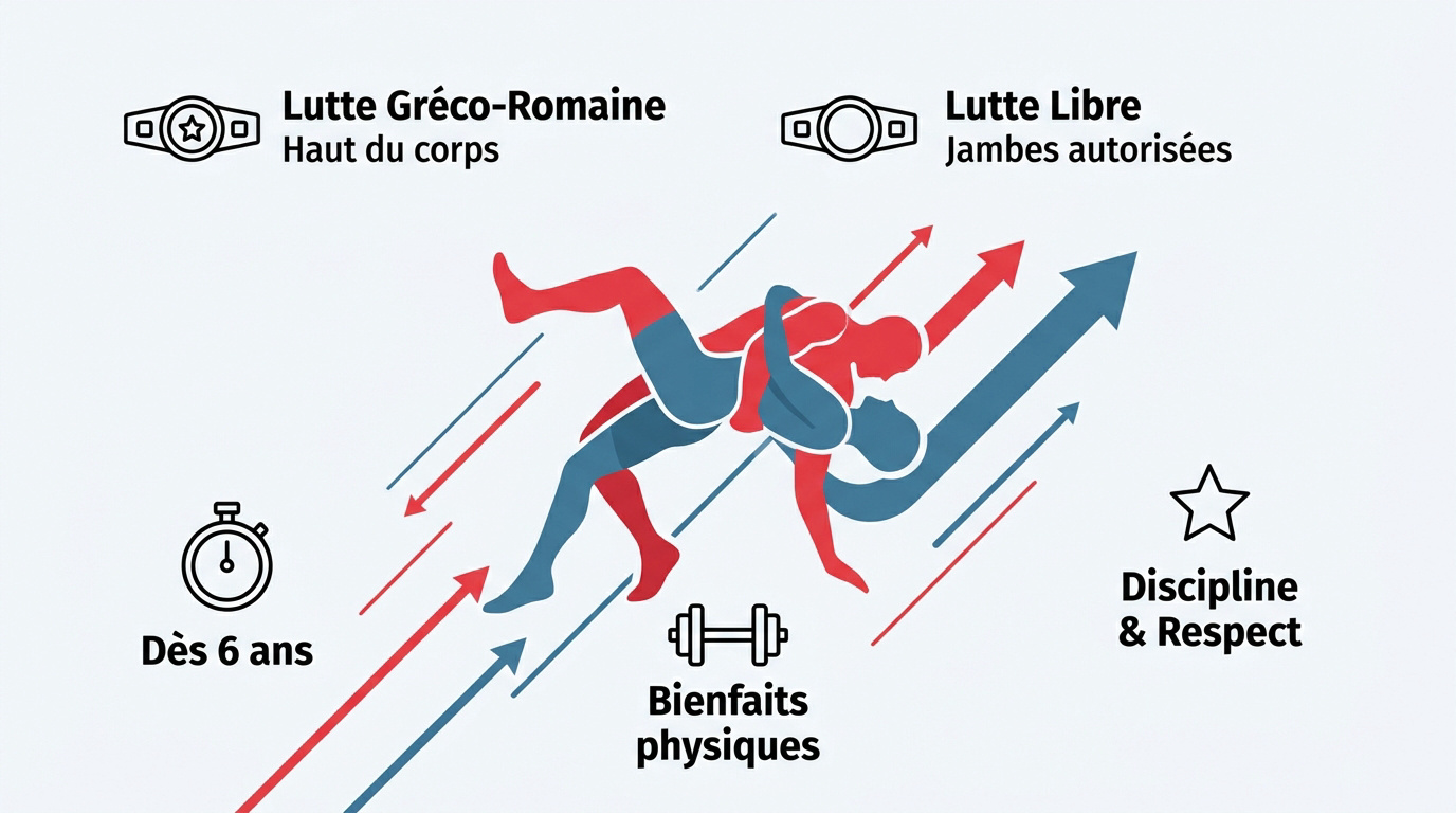 Lutteurs en plein combat illustrant la force et la technique