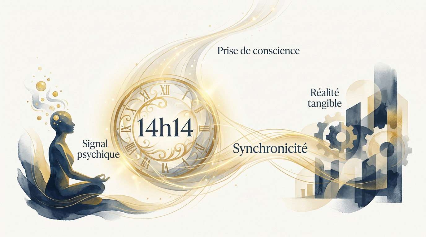Illustration de la synchronicité comme pont entre la psyché et la réalité physique