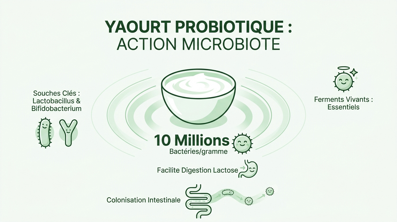 Yaourt aux probiotiques onctueux avec des ferments actifs pour la santé intestinale
