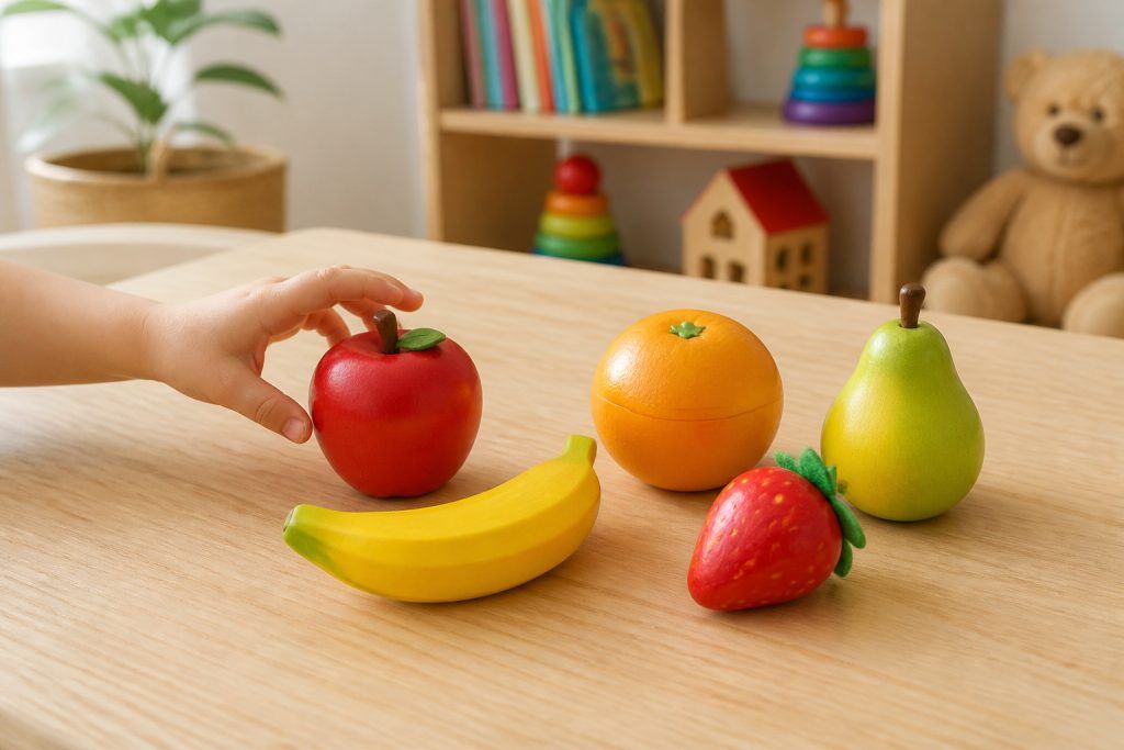 Les fruits en bois : jeux d'éveil et apprentissage ludique