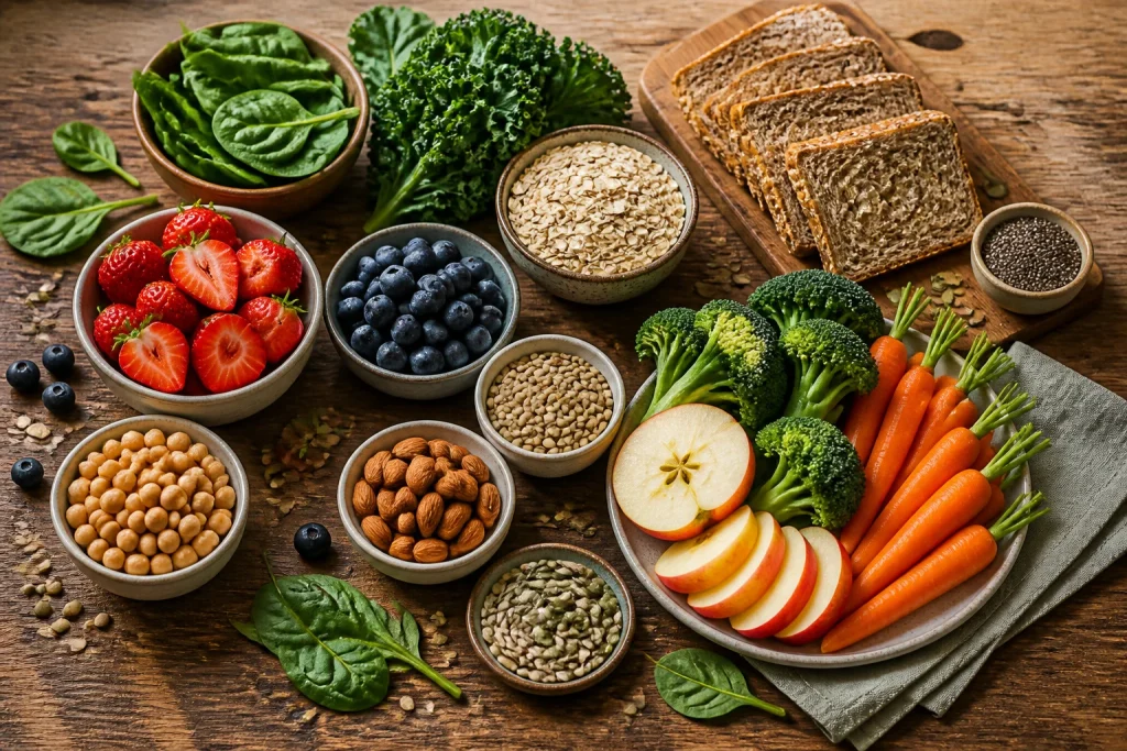 Assortiment de fruits legumes et grains