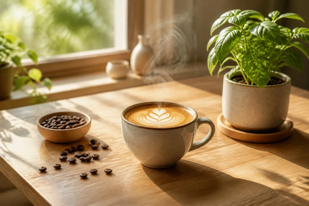 Cafe matinal et serenite