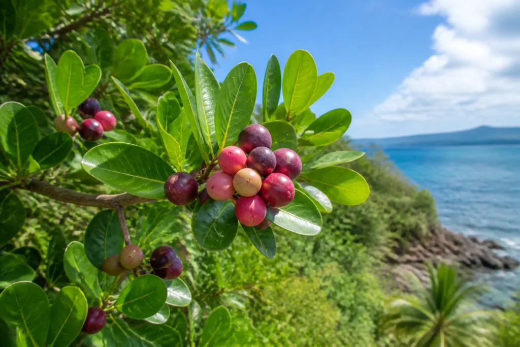 Grappe de fruits icaque murs sur une branche