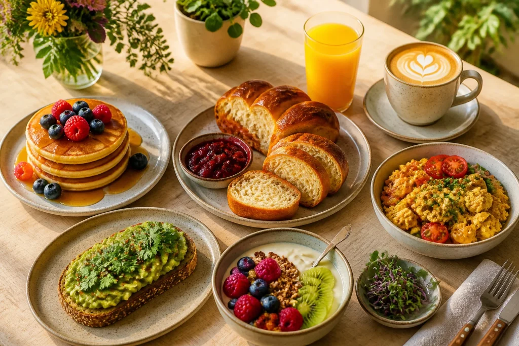 Brunch vegetalien photorealiste