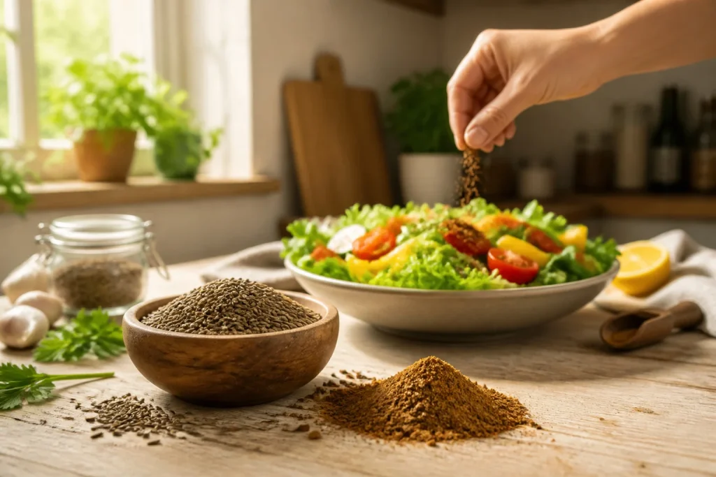 Cumin et salade fraiche