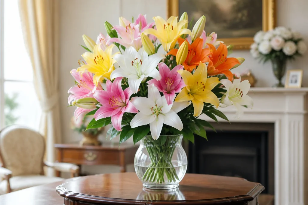 Bouquet de lys multicolores et elegants