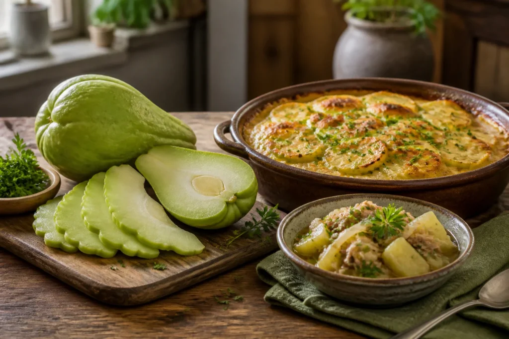 Delices de christophine gratin et fricassee