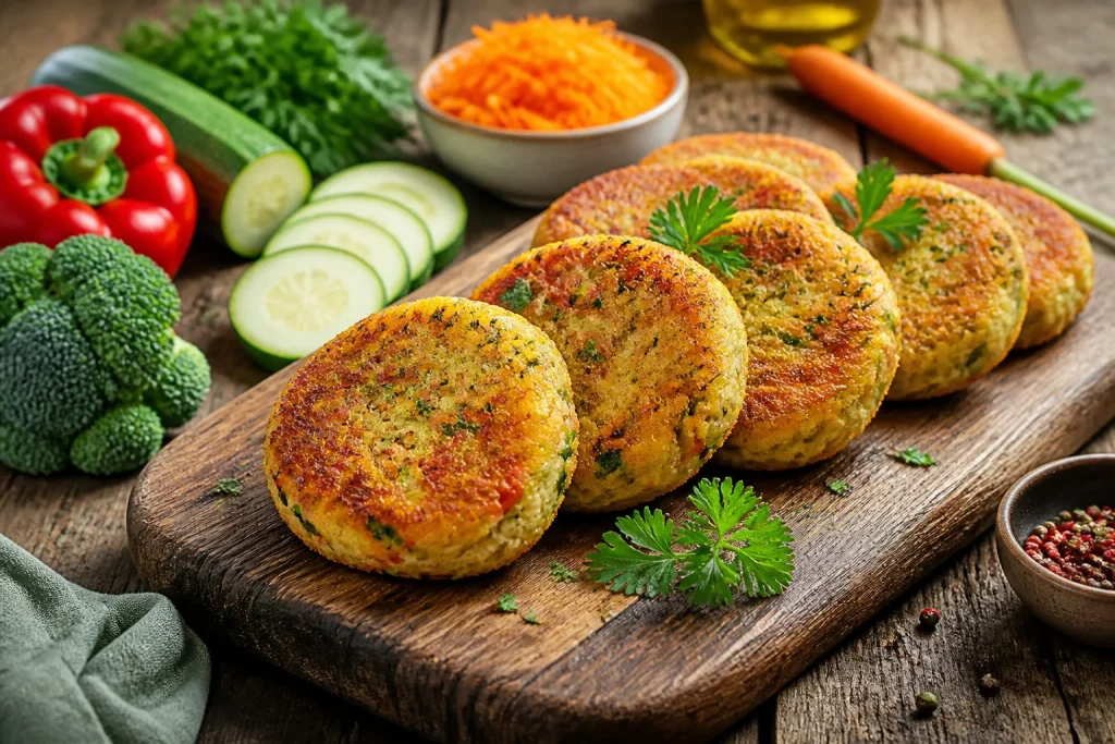 Galettes de legumes dorees et fraiches