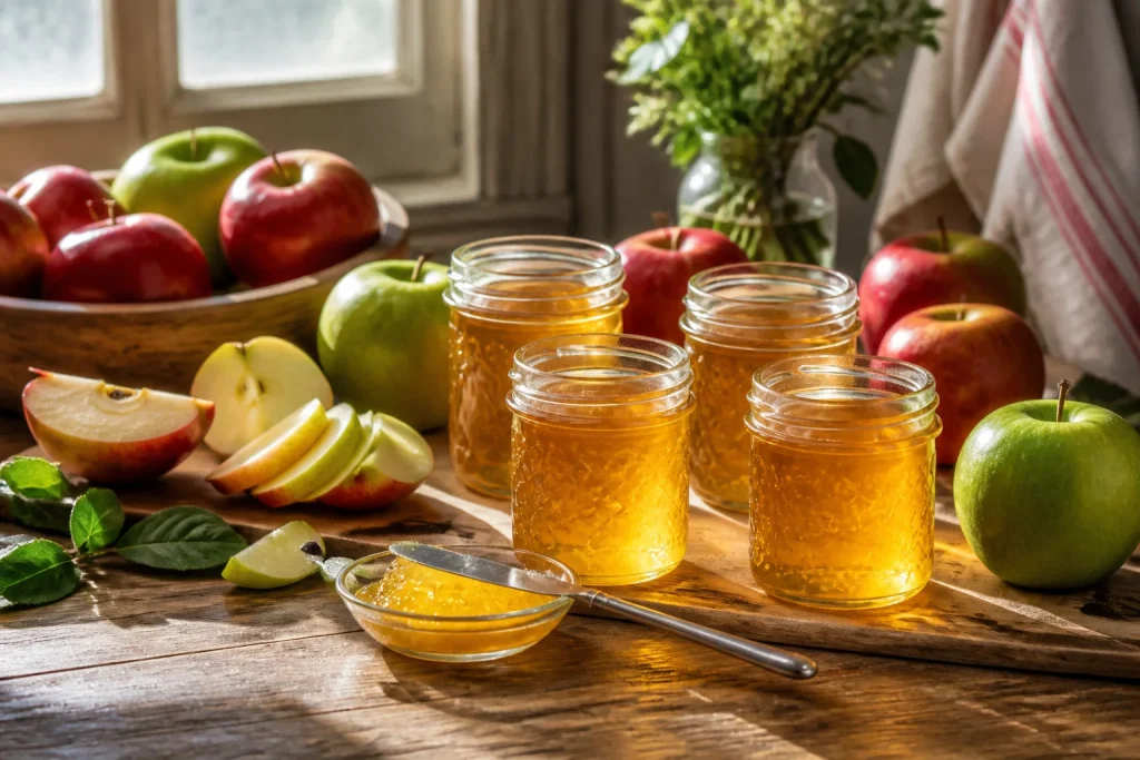 Confiture de pommes maison baignee de lumiere