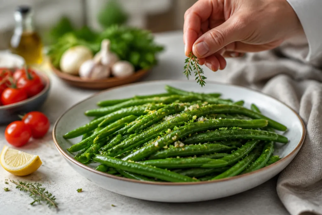 Haricots verts frais et appetissants