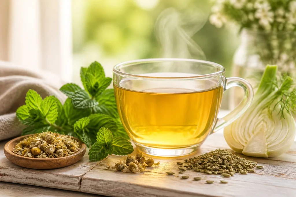 Tisane doree aux herbes fraiches